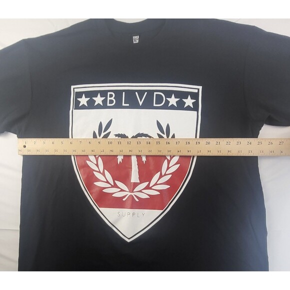 Boulevard BVLD Supply Company Mens 2XL Dark Blue Graphic Badge TShirt - Picture 6 of 6